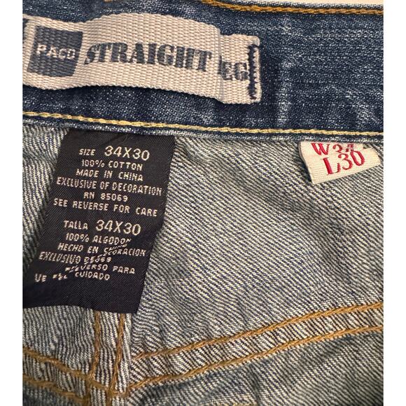 Y2K Vtg Paco Jeans Men's Straight Leg Distressed Denim Size 34x30 - Picture 2 of 4